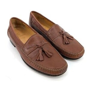 Bruno Magli 80s Telly Mens 8.5 M Brown Leather Tassel Loafers Made in Italy
